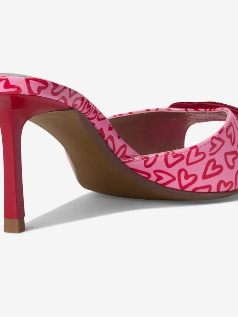 💕▪️Betsey Johnson▪️ Casidy Pink Heart-Print High Heel Mules - Picture 6 of 7